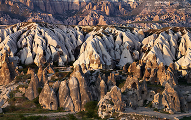 Image showing View of Cappadocia valley at spring sunset