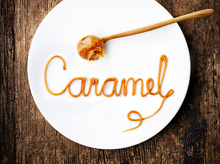 Image showing Word Caramel on white plate