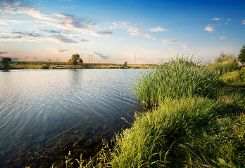 Image showing Sunset over river