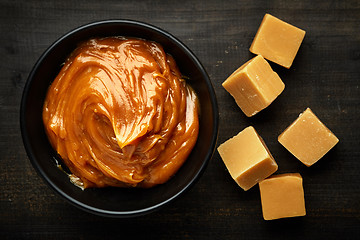 Image showing Bowl of melted caramel cream