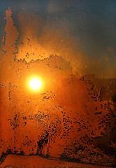 Image showing Natural ice pattern and sunlight on winter glass