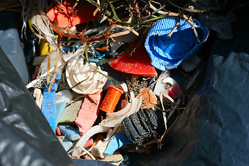 Image showing garbage collected on the beach in Lanzarote