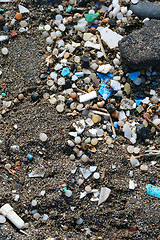 Image showing small pieces of plastic on the beach of Lanzarote.