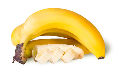 Image showing Bunch Of Whole And Sliced Banana