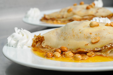 Image showing peanuts pancake crepe dessert