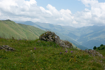 Image showing Hiking in mountains