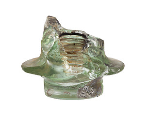 Image showing Glass insulator destroyed by exposure to short-circuit current