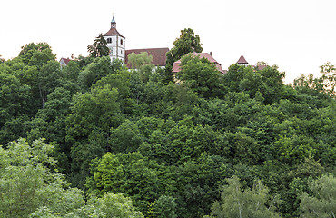 Image showing historical building hidden behind trees