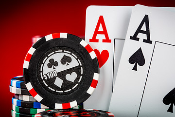 Image showing chips and two aces