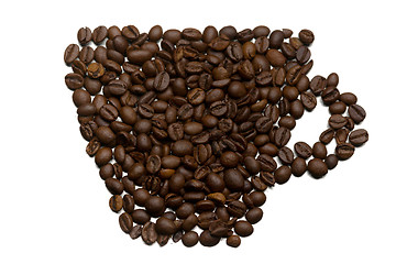 Image showing Silhouette of a cup of coffee beans