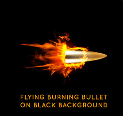 Image showing Flying burning bullet