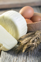 Image showing Georgian cheese, eggs and corn.