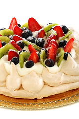 Image showing Pavlova dessert with berries closeup.