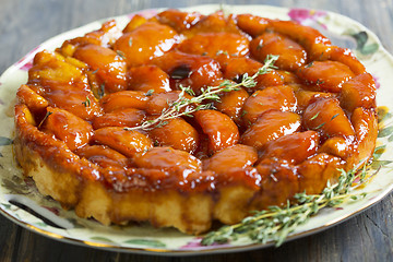 Image showing Summer pie with peaches and thyme.