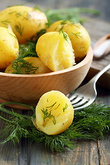 Image showing New potatoes with dill.