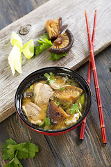 Image showing Miso soup with duck.