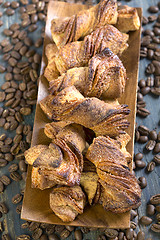 Image showing Homemade cookies in a wooden bowl.