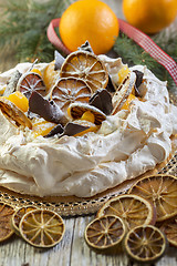 Image showing Pavlova dessert for Christmas.