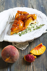 Image showing Peach pie with thyme.