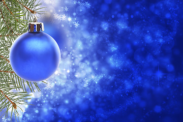 Image showing Christmas card with blue ball.