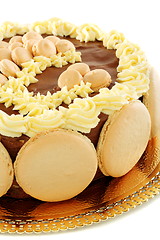 Image showing Chocolate cake with meringue closeup.