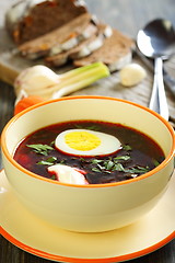 Image showing Vegetable soup with beet.