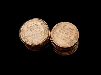 Image showing Stacked USA Wheat Pennies