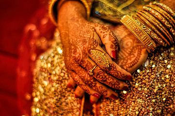 Image showing Henna on brides hands