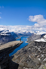 Image showing Hiker on Trolltunga, Norway