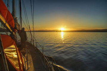 Image showing Sunrise from yacht