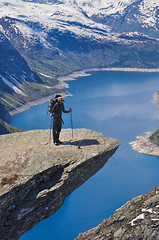 Image showing Hiker on Trolltunga, Norway