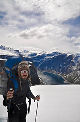 Image showing Hiker on Trolltunga, Norway