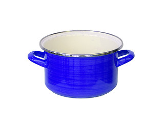 Image showing Old blue metal cooking pot 