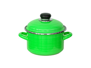 Image showing Old green metal cooking pot 