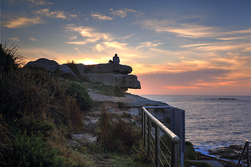 Image showing Watching sunrise at Coogee Beach Australia