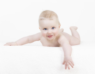 Image showing baby naked in front of a white background