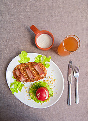 Image showing veal meat with bacon