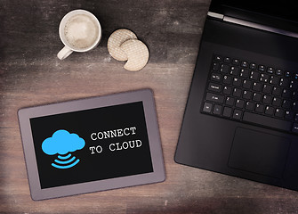 Image showing Cloud-computing connection on a digital tablet pc