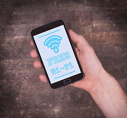 Image showing Free Wi-Fi on a mobile phone