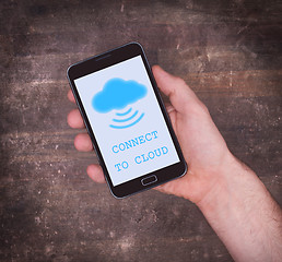 Image showing Cloud-computing connection on a smartphone