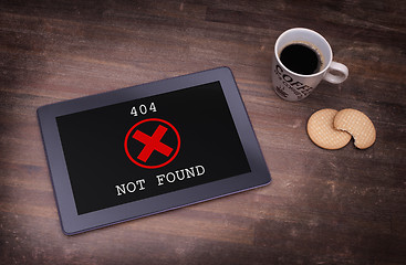 Image showing Tablet displaying an error, 404