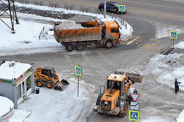 Image showing Cleaning of snow by means of special equipment.