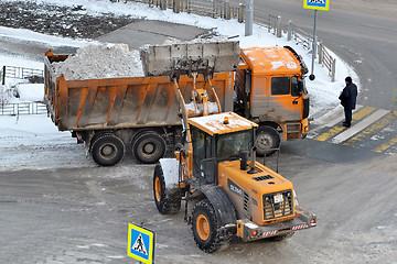 Image showing Cleaning of snow by means of special equipment.