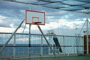 Image showing Basketball court at sea