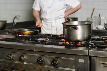 Image showing real dirty restaurant kitchen