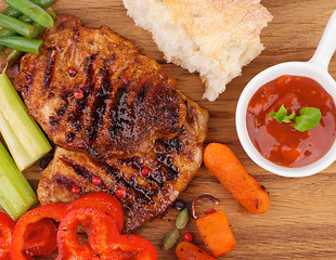 Image showing Roasted Steaks and Vegetables