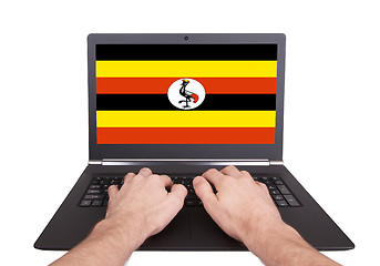Image showing Hands working on laptop, Uganda