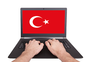 Image showing Hands working on laptop, Turkey