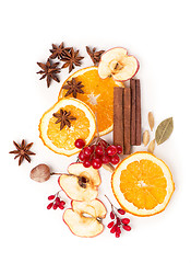 Image showing Christmas spices and dried orange sliceson 