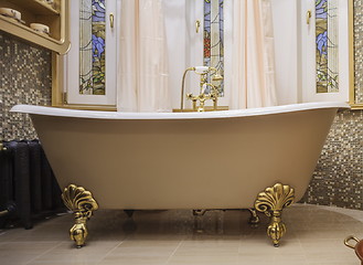 Image showing old-fashioned bathtub